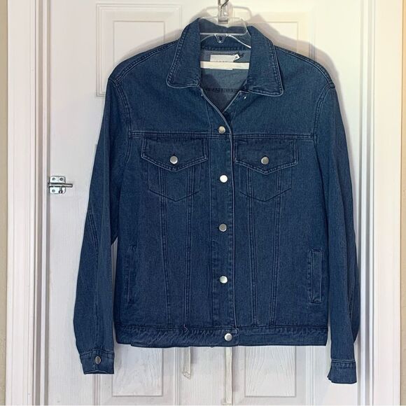 Lush back lace up denim jacket Size Large - Picture 2 of 9